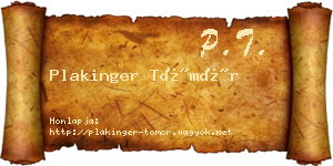 Plakinger Tömör névjegykártya